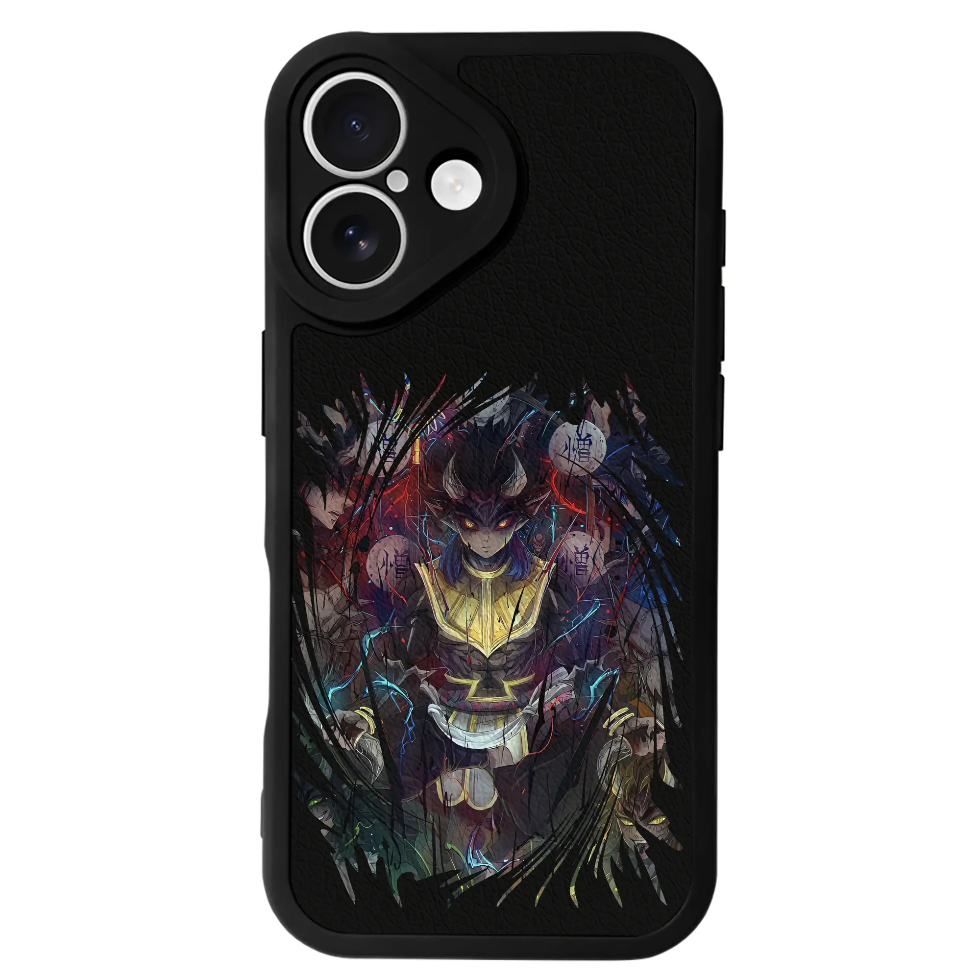 鬼滅の刃 グッズ,半天狗 - IPhone 16シリーズ対応 ・ シリコンスマホケース ・ レザー調 ・ 高精度フィット ・ 耐衝撃 ・ ワイヤレス充電対応 ・ 精密カット